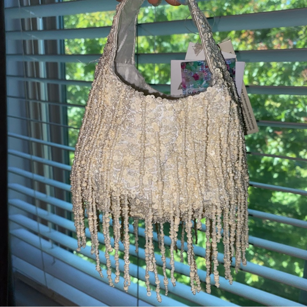 NEW Made in India cream beaded bag 🤍